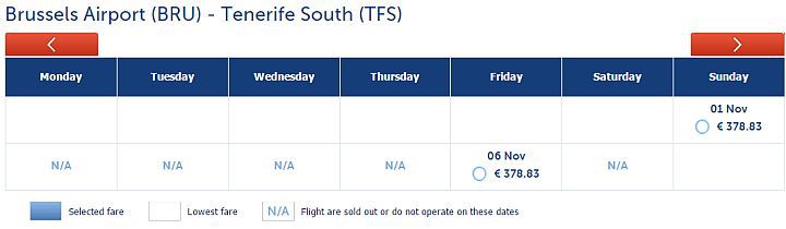 Brussels Airlines vliegt op Tenerife - prijzen