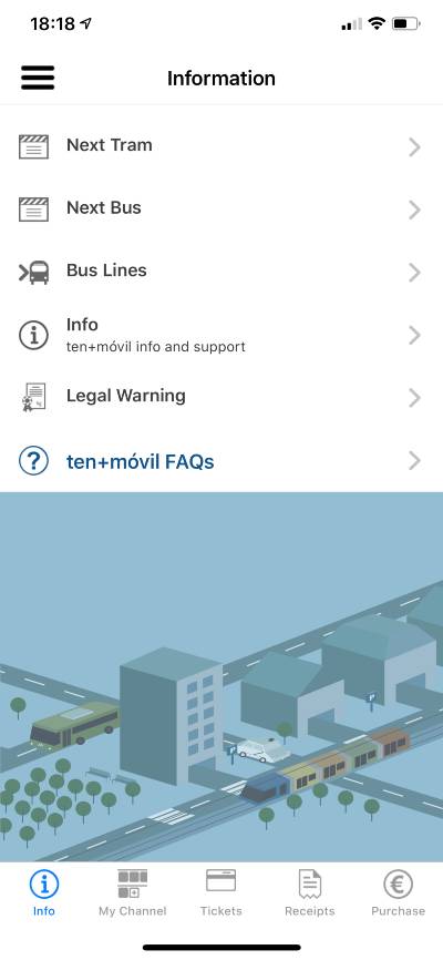 Ten+móvil app menu