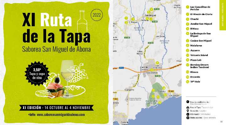Saborea Ruta de la Tapa - kaart met deelnemers