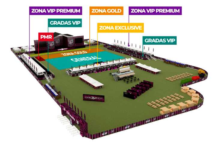 De verschillende zones op het Cook Music Festival