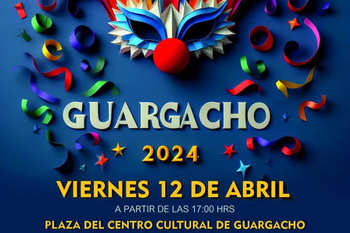 Carnaval in Guargacho - affiche met datum voor evenement Guaragacho 2024.