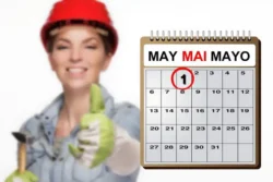Dag van de Arbeid 1 mei - kalender en arbeidster